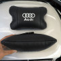 Набір автодушки 2шт на підголовник Audi / Ауді з натуральної шкіри чорна / Підголовник в машину