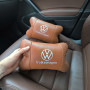 Набір подушок 2шт для автомобіля Volkswagen, з натуральної коричневої шкіри. Подушки на підголовник