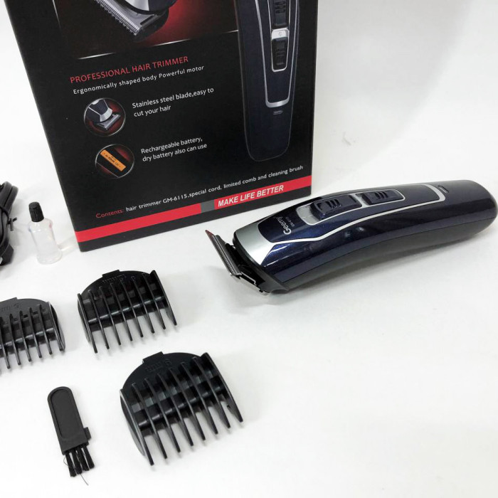 Машинка для стрижки GEMEI GM-6115, машинка для стрижки бездротова. Колір: синій
