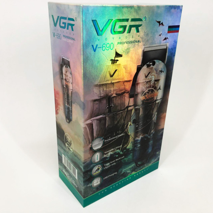Акумуляторна машинка для стрижки VGR V-690 від USB Нержавіюча сталь, підстригальна машинка
