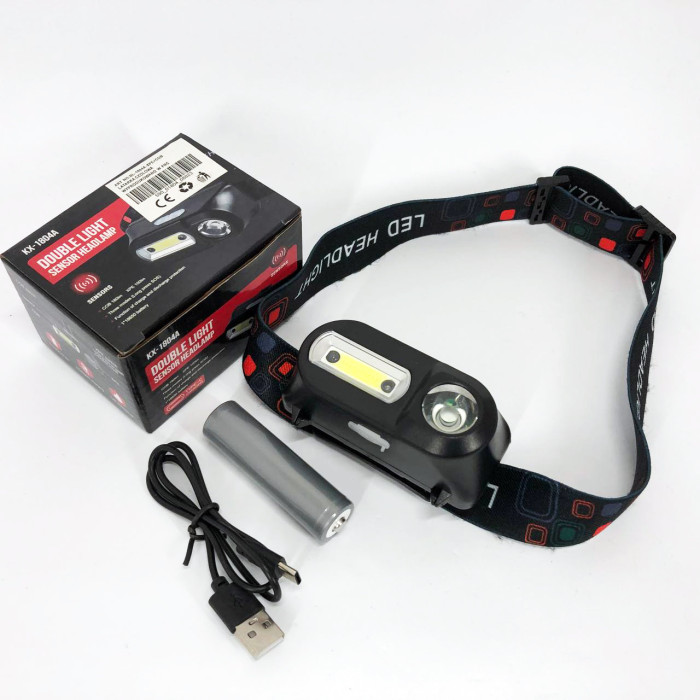 Ліхтар налобний BL-1804A COB XPE з датчиком руху, Ліхтар акумуляторний для риболовлі