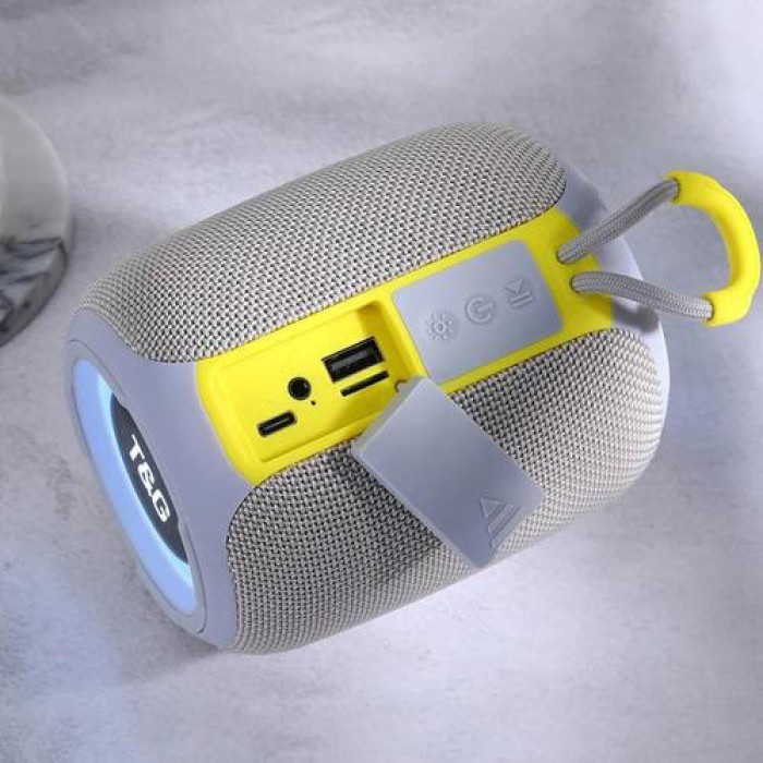 Портативна колонка TG655 5W з RGB підсвічуванням та ремінцем, Гучна блютуз колонка. Колір: сірий