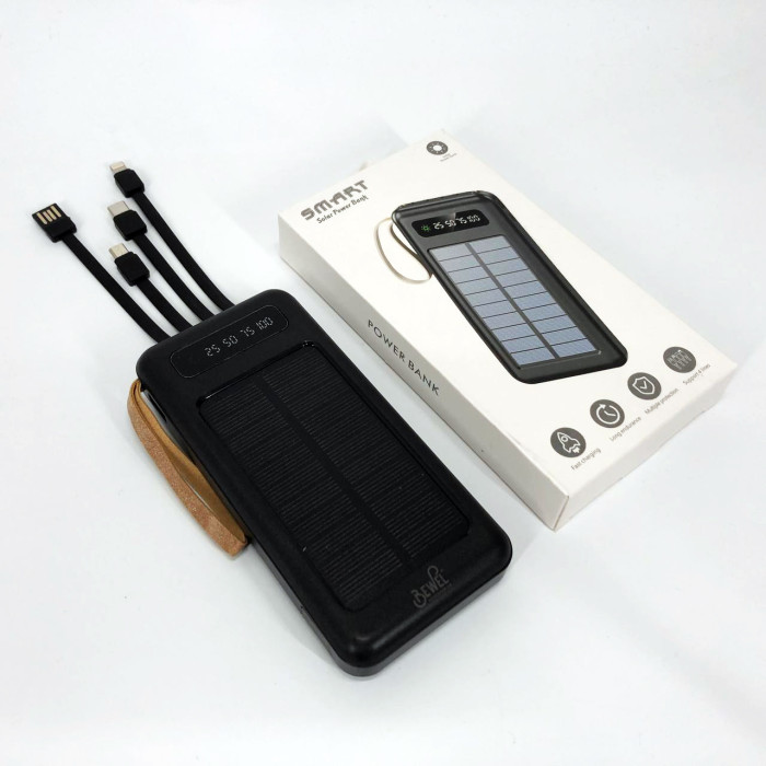 Power Bank Solar Smart 1015 зарядний пристрій на сонячній батареї 20000mAh з індикатором заряду Чорний