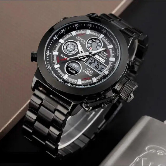 Годинник наручний чоловічий SKMEI 1515BK BLACK, годинник наручний електронний тактичний. Колір: чорний