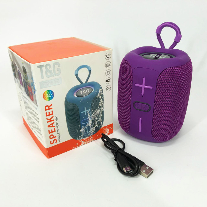 Портативна Bluetooth колонка TG658 8W з RGB підсвічуванням бездротова портативна потужна. Колір: фіолетовий