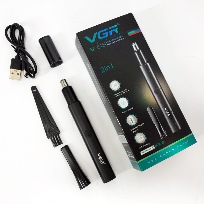 Тример для носа та вух VGR V-615, Тример для вусів, Електробритва з насадками для бороди