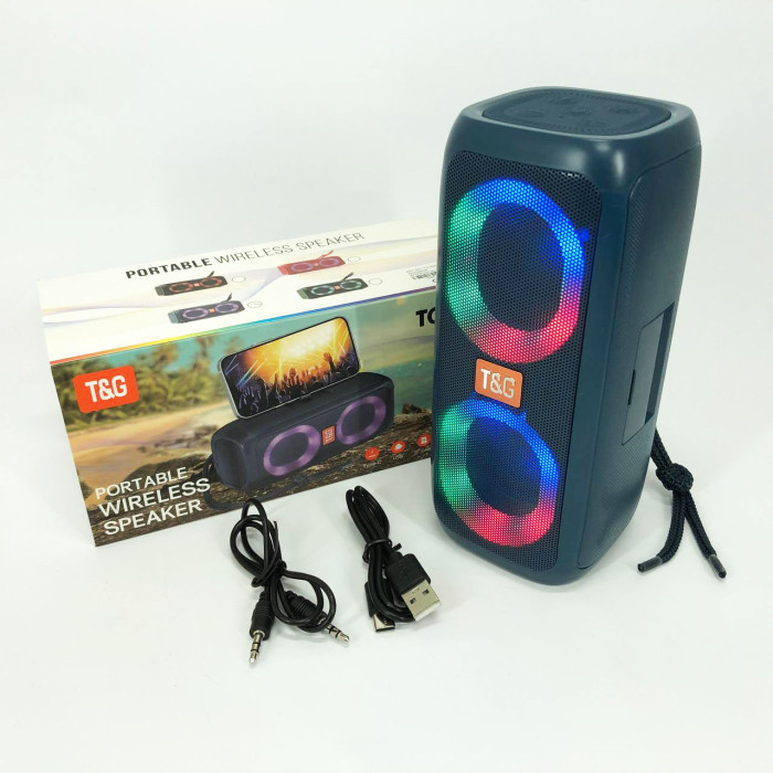 Портативна колонка TG333 2x5W з RGB підсвічуванням, гучна блютуз колонка. Колір: синій