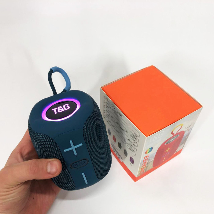 Портативна Bluetooth колонка TG658 8W з RGB підсвічуванням, акумуляторна переносна колонка. Колір: синій