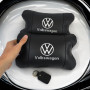 Набір подушок 2шт в авто Volkswagen з натуральної шкіри, на підголовник у машину, Автомобільна подушка