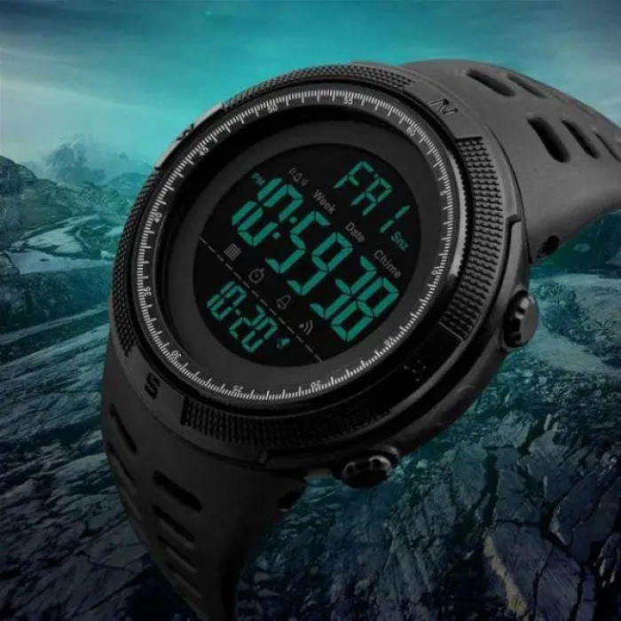Годинник наручний чоловічий SKMEI 1251BK ALL BLACK, фірмовий спортивний годинник. Колір: чорний