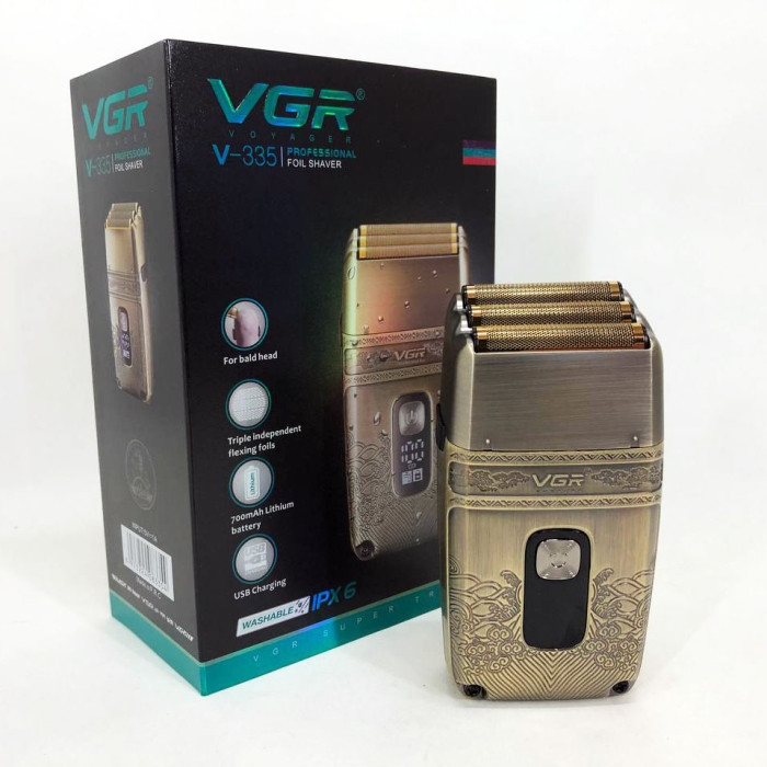 Професійна електробритва Шейвер VGR V-335 Shaver з трьома ножовими блоками, бритва для бороди
