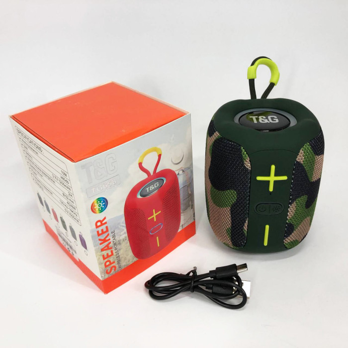 Портативна Bluetooth колонка TG658 8W з RGB підсвічуванням, Гучна блютуз колонка. Колір: камуфляж