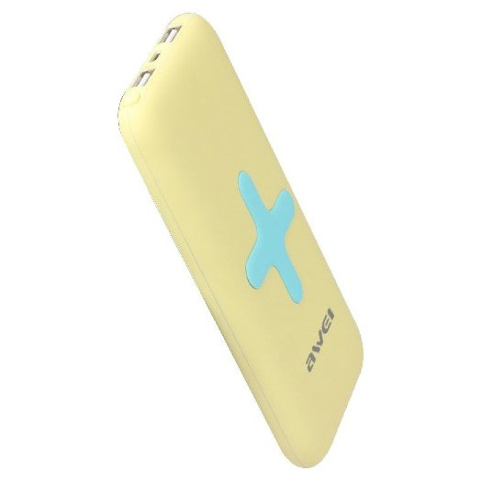 Power Bank AWEI P98K (Бездротова зарядка) 8000 mAh. Колір: жовтий