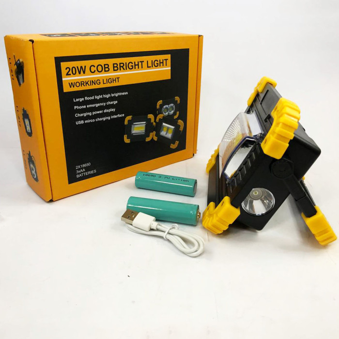 Світлодіодний ліхтар LED прожектор USB L811-20W-COB-1W з Power Bank, лампа-прожектор, ручний прожектор