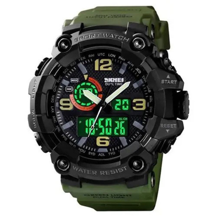 Годинник наручний чоловічий SKMEI 1520AG ARMY GREEN, військовий чоловічий наручний годинник зелений. Колір: зелений