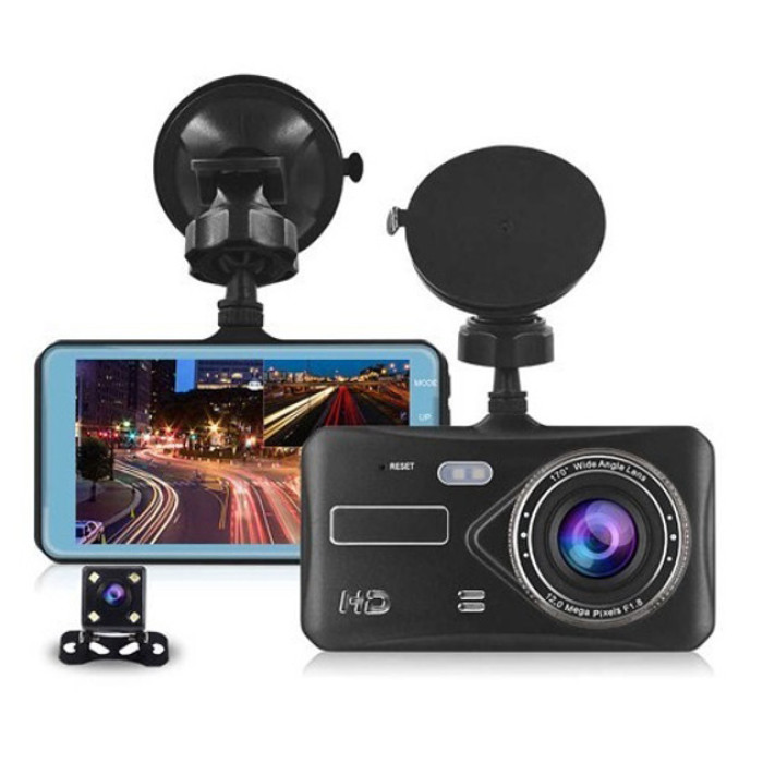 Автомобільний відеореєстратор із двома камерами T672, LCD 4", 1080P Full HD, з підтримкою нічного бачення