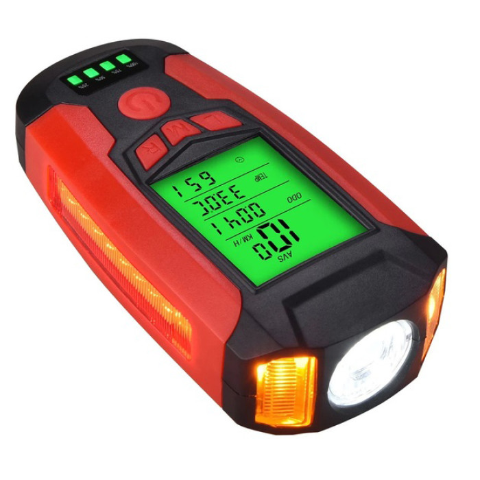 Велофара з комп'ютером та сигналом AS0808-XPG+2LED(yellow)+2COB(red), виносна кнопка