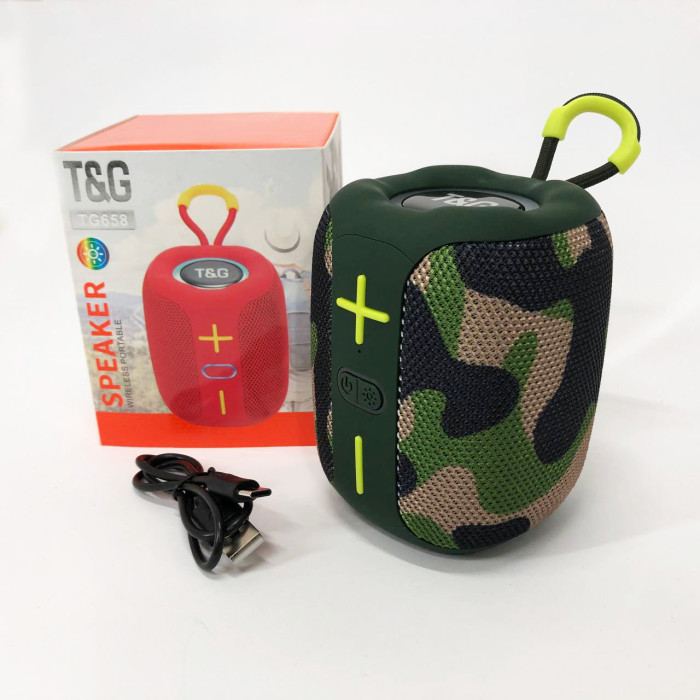 Портативна Bluetooth колонка TG658 8W з RGB підсвічуванням, Гучна блютуз колонка. Колір: камуфляж