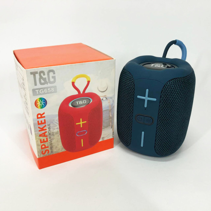 Портативна Bluetooth колонка TG658 8W з RGB підсвічуванням, акумуляторна переносна колонка. Колір: синій
