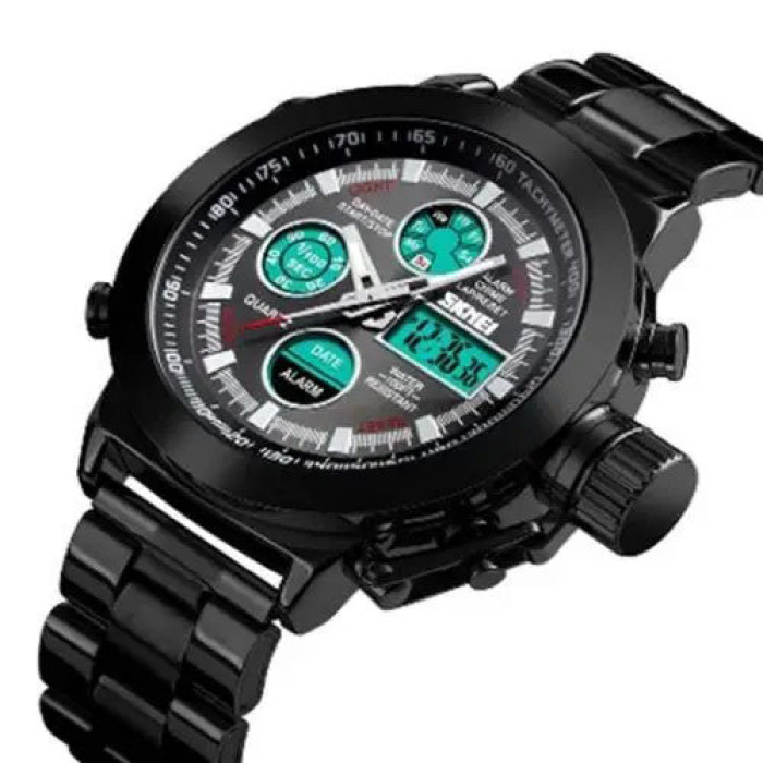 Годинник наручний чоловічий SKMEI 1515BK BLACK, годинник наручний електронний тактичний. Колір: чорний