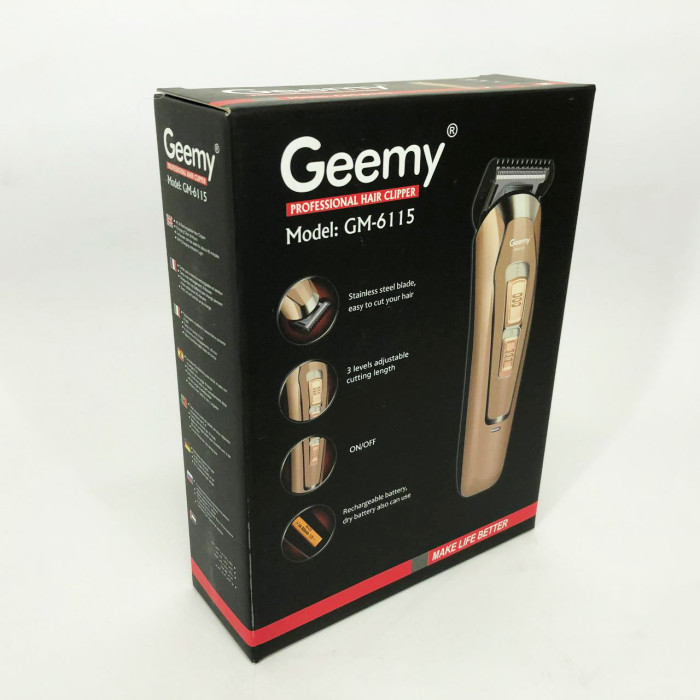 Машинка для стрижки GEMEI GM-6115, машинка для стрижки волосся домашня. Колір: бежевий