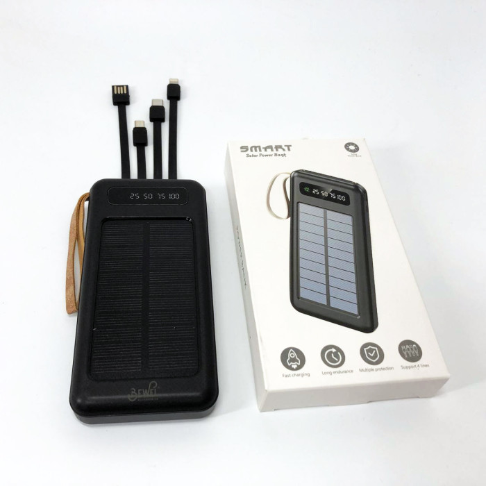 Power Bank Solar Smart 1015 зарядний пристрій на сонячній батареї 20000mAh з індикатором заряду Чорний