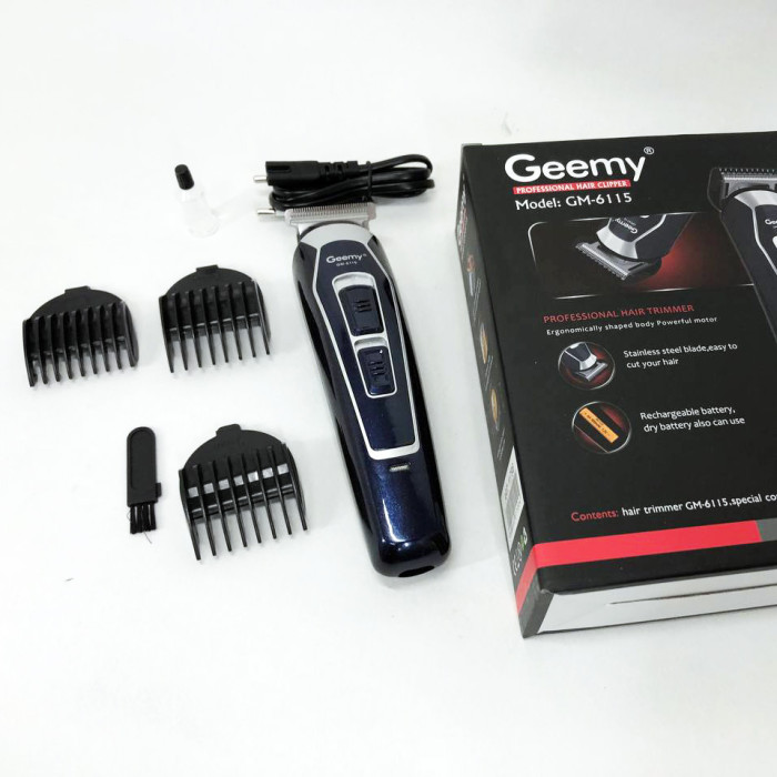 Машинка для стрижки GEMEI GM-6115, машинка для стрижки бездротова. Колір: синій