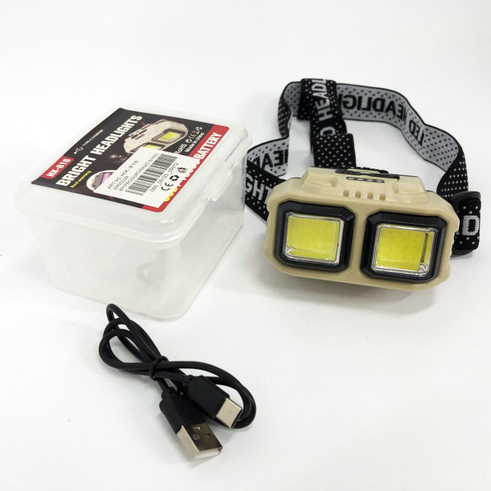 Ліхтар налобний акумуляторний Bailong HX-816 2COB(white+red) вологозахист, Ліхтар на голову для бігу