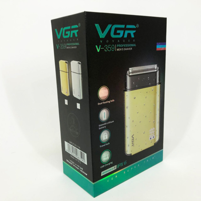 Електробритва VGR V-359 gold шейвер для вологого та сухого гоління, машинка чоловіча для гоління