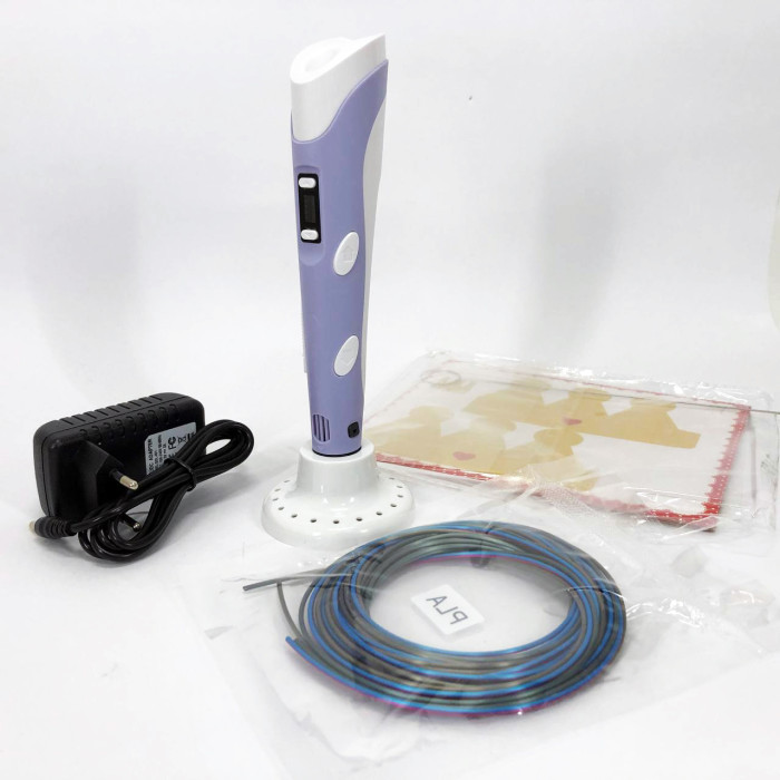 3D ручка Smart 3D Pen 2 c LCD дисплеєм, Ручка для об'ємного малювання, Дитяча 3д ручка. Колір: фіолетовий