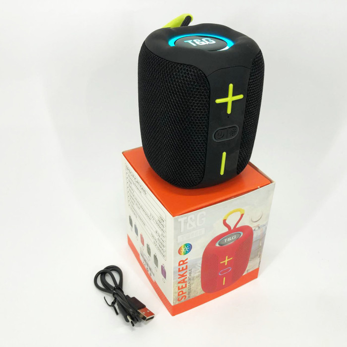 Портативна Bluetooth колонка TG658 8W з RGB підсвічуванням, Бездротова колонка потужна. Колір: чорний