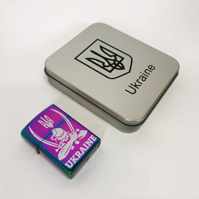Дугова електроімпульсна запальничка USB Україна (металева коробка) HL-449. Колір: хамелеон