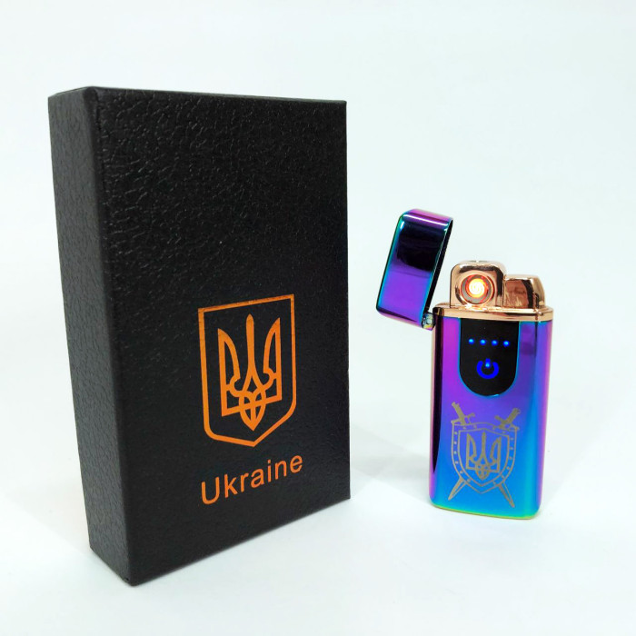 Електрична та газова запальничка Україна з USB-зарядкою HL-432, Юсб запальничка. Колір: хамелеон