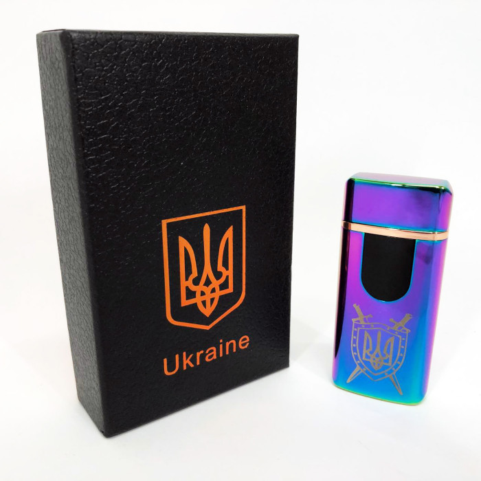 Електрична та газова запальничка Україна з USB-зарядкою HL-432, Юсб запальничка. Колір: хамелеон