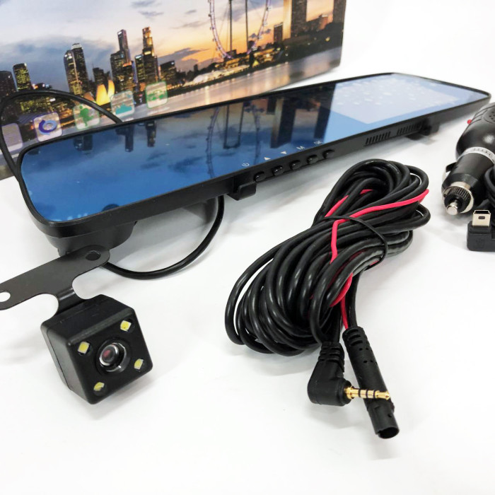 Автомобільний відеореєстратор-дзеркало L-9003 4,3" TOUCH SCREEN 2 камери 1080P Full HD