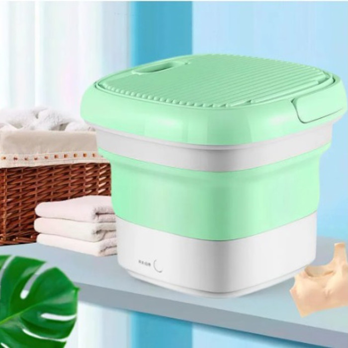 Складна пральна машина MAXTOP silicon washing machine, Портативна пралка відро. Колір: зелений