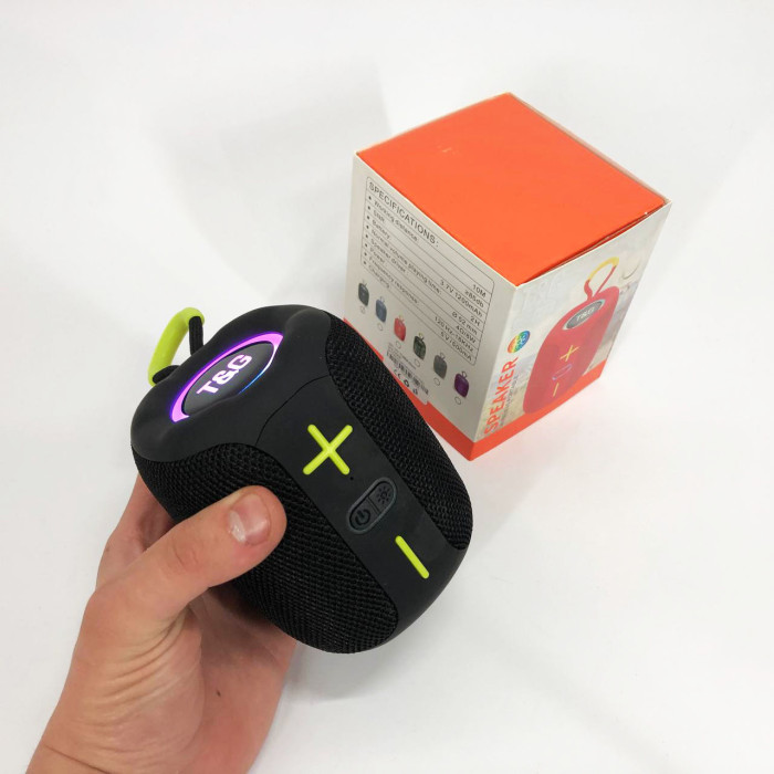 Портативна Bluetooth колонка TG658 8W з RGB підсвічуванням, Бездротова колонка потужна. Колір: чорний