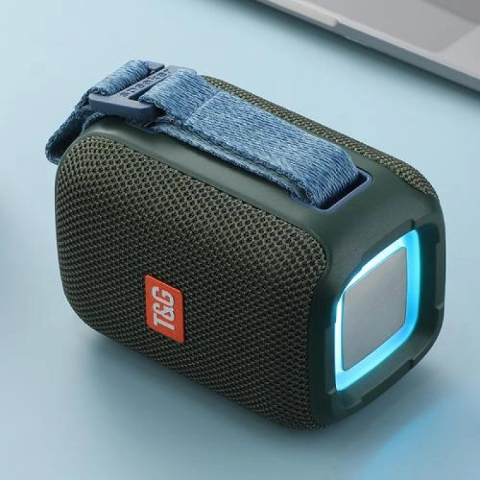 Портативна Bluetooth колонка TG339 5W з підсвічуванням RGB, акумуляторна колонка для музики. Колір: зелений