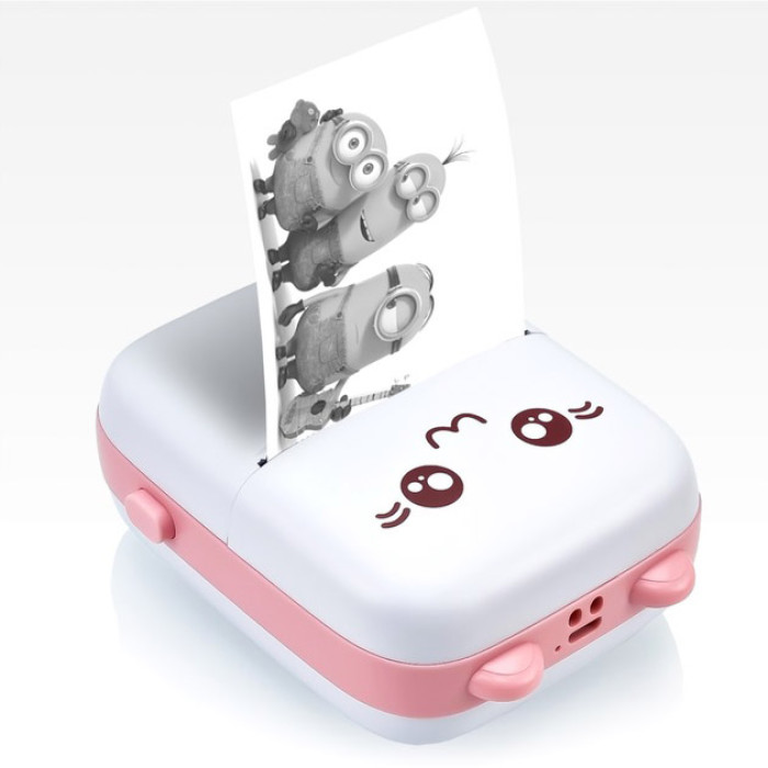 Портативний мініпринтер Mini printer з Bluetooth для термодруку без чорнила зі смартфона. Колір: рожевий