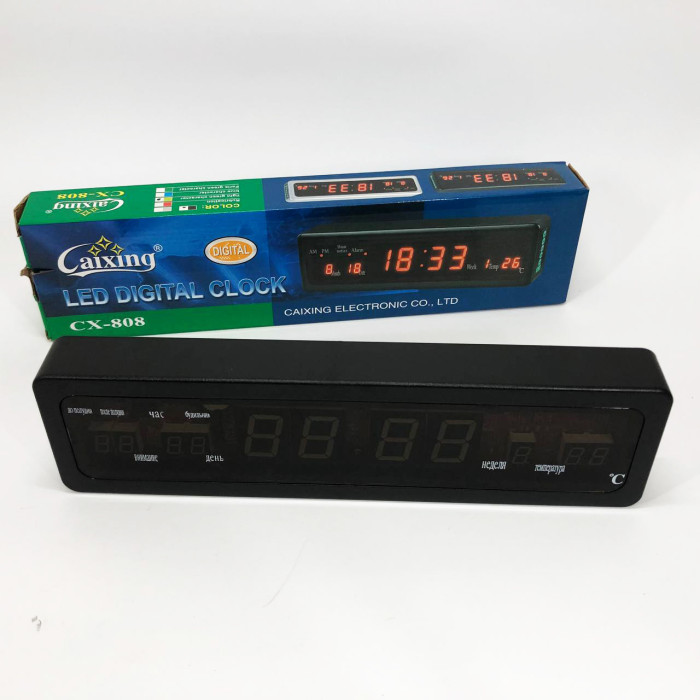Електронний годинник Caixing СХ-808, Цифровий настільний годинник квадратний, LED Лід годинник настільний