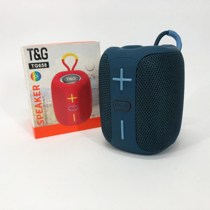 Портативна Bluetooth колонка TG658 8W з RGB підсвічуванням, акумуляторна переносна колонка. Колір: синій