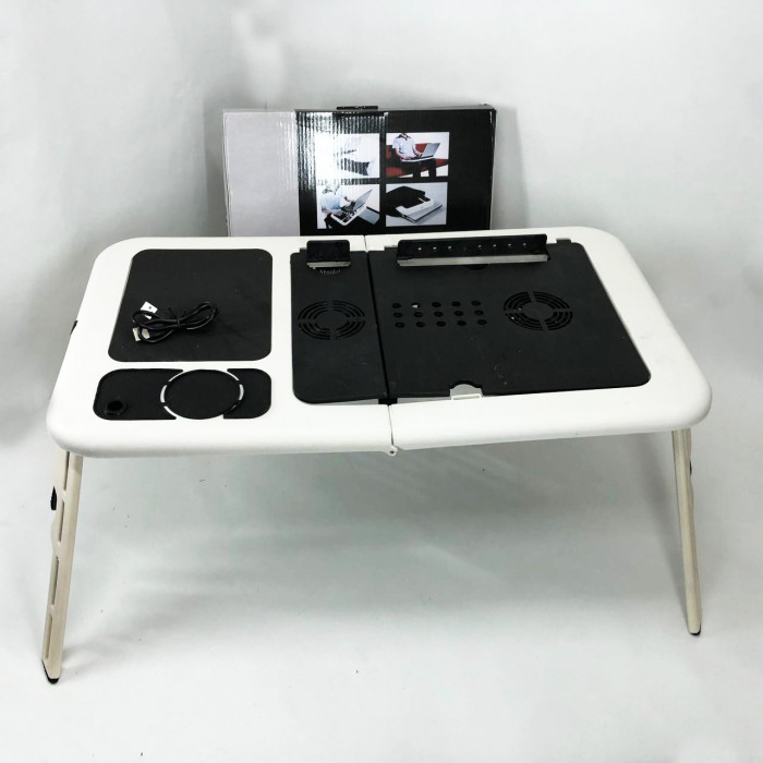 Складаний столик для ноутбука LD-09 E-Table, столик з охолодженням 2 USB кулера, Стіл підставка з вентиляцією