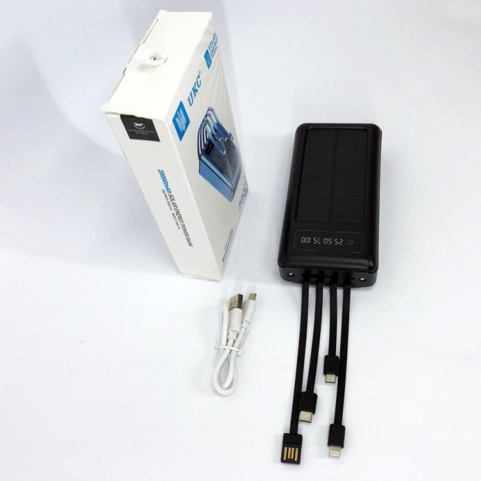 Портативний зарядний пристрій на 20000mAh, Power Bank на сонячній батареї, для планшета. Колір: чорний