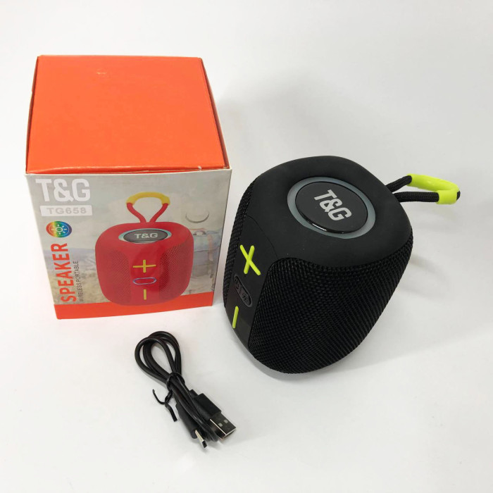 Портативна Bluetooth колонка TG658 8W з RGB підсвічуванням, Бездротова колонка потужна. Колір: чорний
