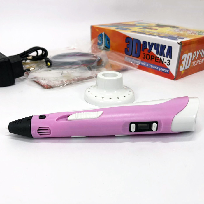 3D ручка Smart 3D Pen 2 c LCD дисплеєм, 3D ручка для розвитку уваги. Колір: рожевий