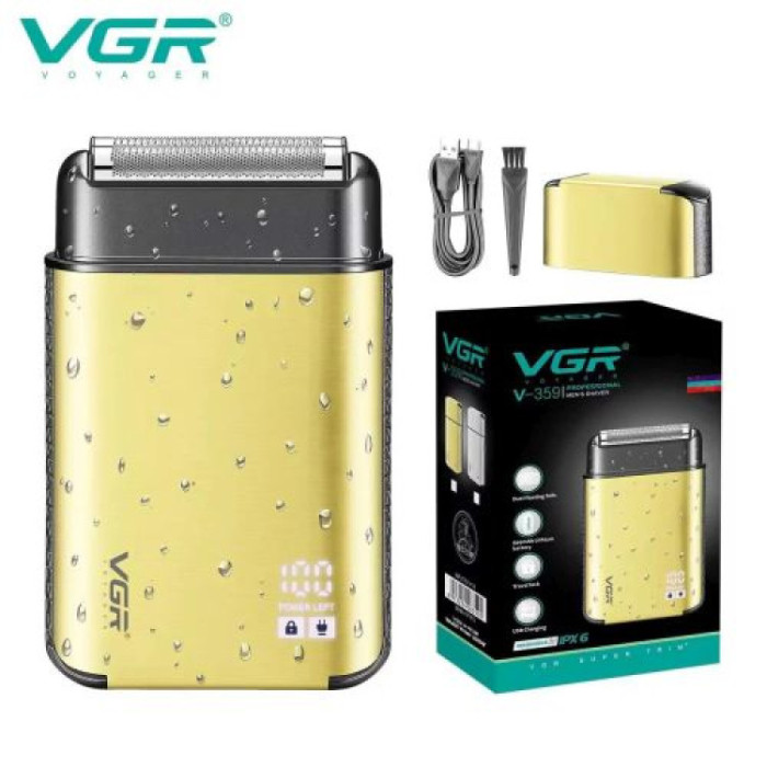 Електробритва VGR V-359 gold шейвер для вологого та сухого гоління, машинка чоловіча для гоління
