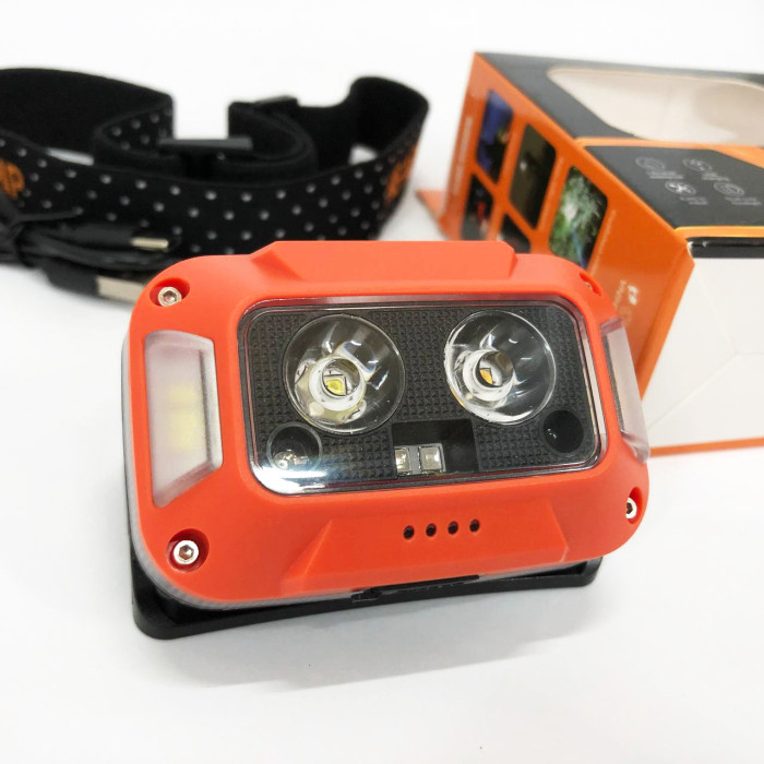 Ліхтар налобний WH-0218-XPG(white+yellow)+SMD(red), Налобний ліхтар для туризму риболовлі та полювання