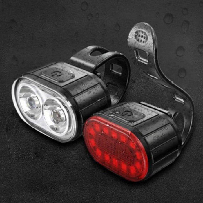 Велоліхтар акумуляторний передній та задній ZH-078-2LED ліхтар + STOP-14SMD, Стоп-сигнал на задню раму