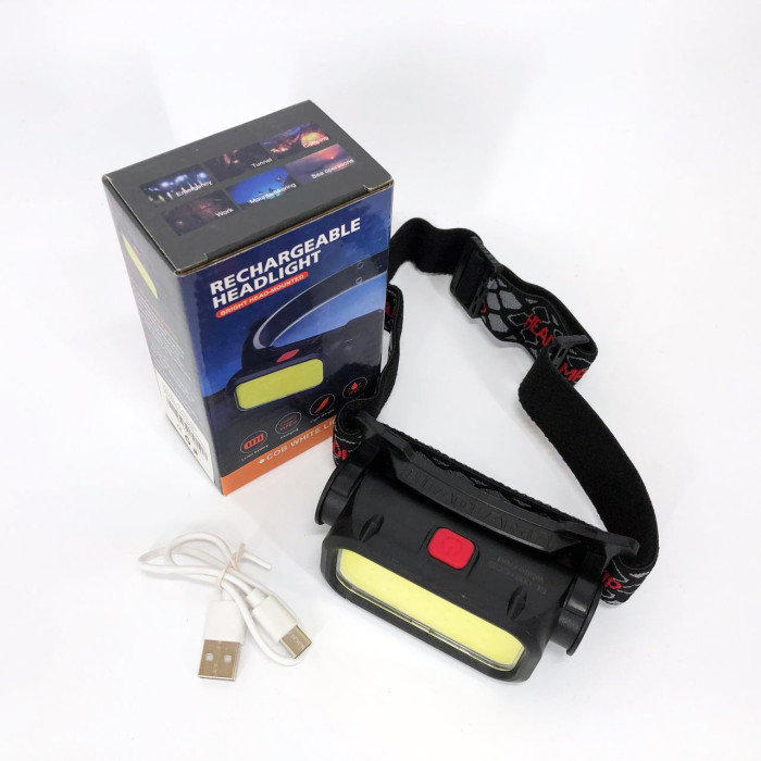 Ліхтар налобний BL-008+COB (white+red), червоне світло, водозахист, вбудований акумулятор
