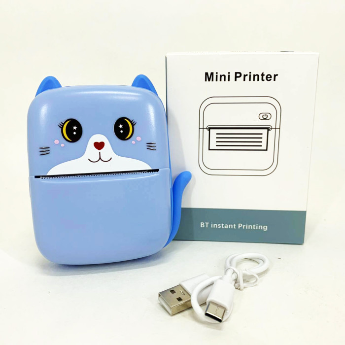 Портативний дитячий термопринтер із Bluetooth A8 Cat міні принтер для телефону Blue